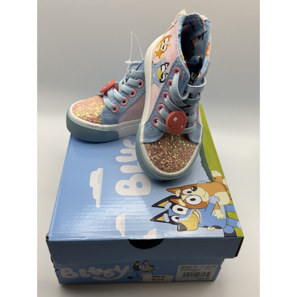 Ground Up Bluey‎ Toddler Girls High Top Sneakers Shoes Size 5 Zip Up New In Box